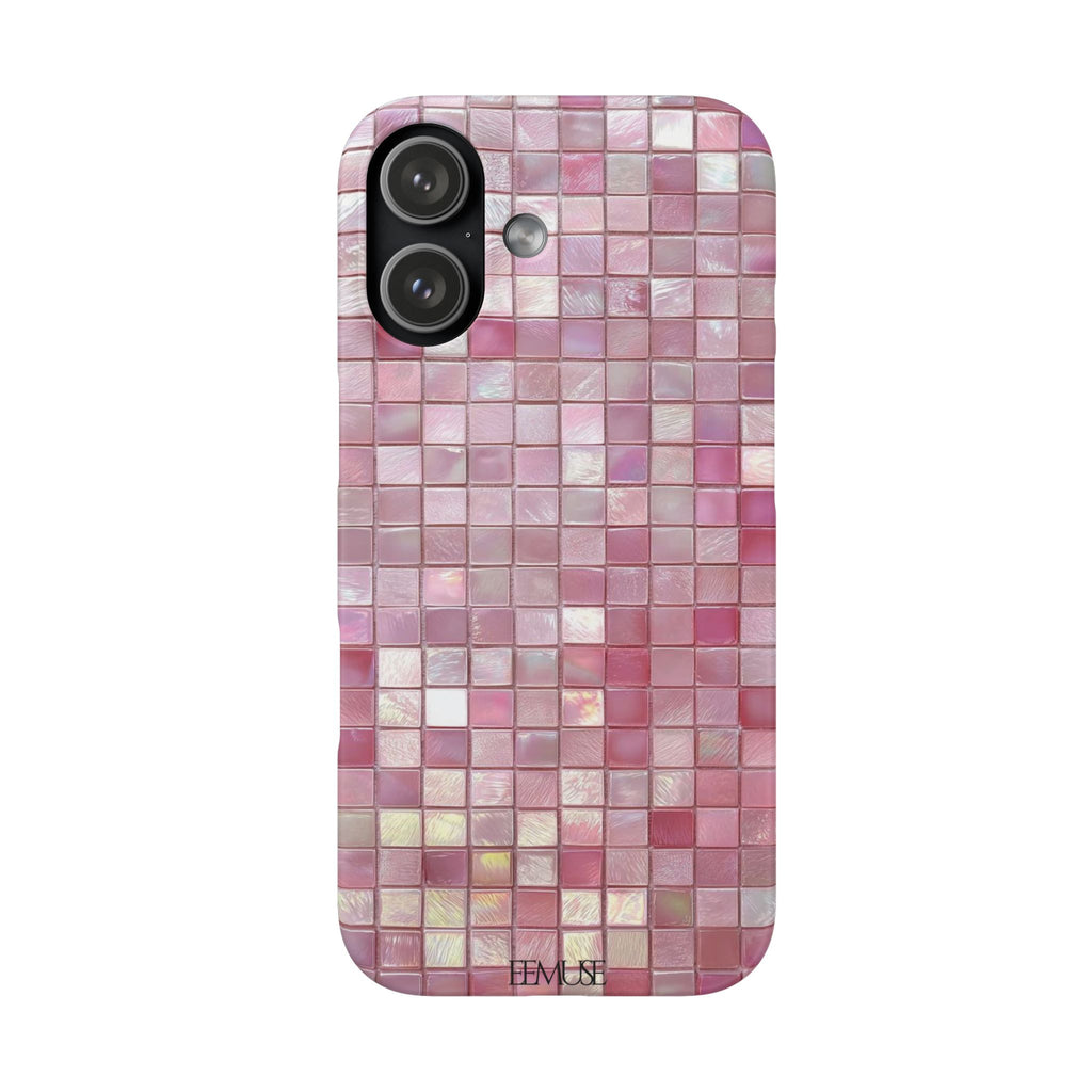 Pink Mosaic Phone Case — Shimmering Tile iPhone Protective Cover