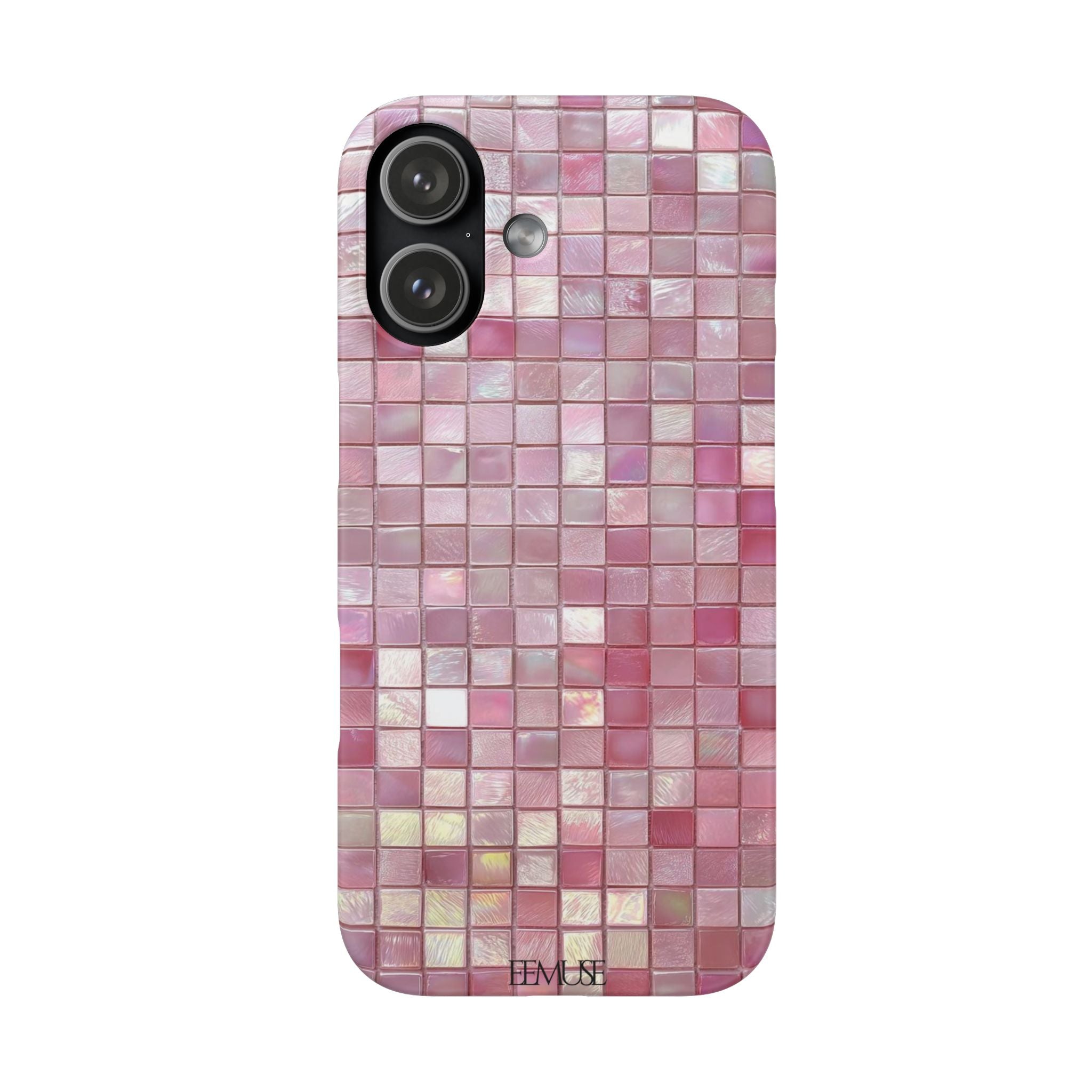 Pink Mosaic Phone Case — Shimmering Tile iPhone Protective Cover