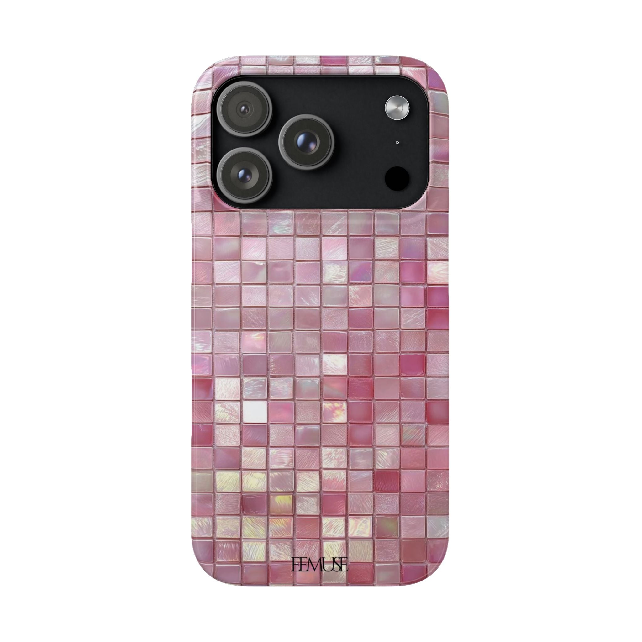 Pink Mosaic Phone Case — Shimmering Tile iPhone Protective Cover