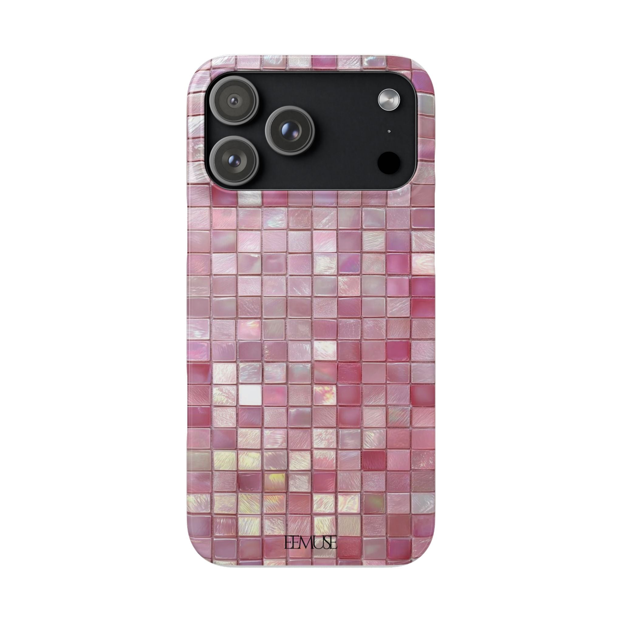 Pink Mosaic Phone Case — Shimmering Tile iPhone Protective Cover