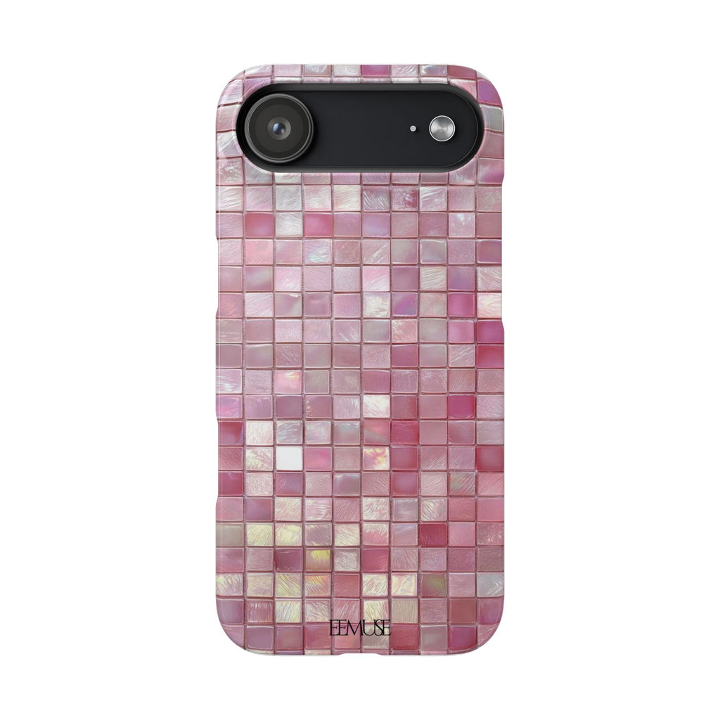 Pink Mosaic Phone Case — Shimmering Tile iPhone Protective Cover