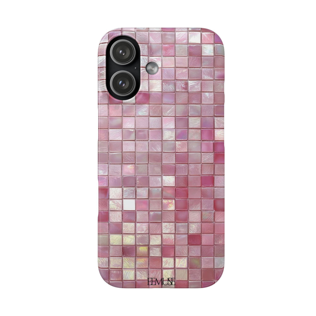 Pink Mosaic Phone Case — Shimmering Tile iPhone Protective Cover